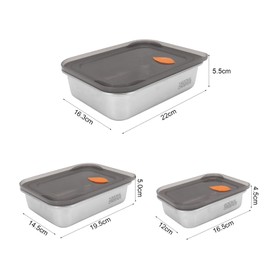 Gearific Stainless Steel Food Containers with Lids, Snack Containers Leak Proof Metal Food Storage Containers for Restaurant Kitchen Freezer Buffet (600ml+1100ml+1400ml)