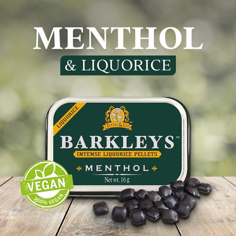Barkleys Black Licorice Candy with Menthol, Licorice Pellets Covered with