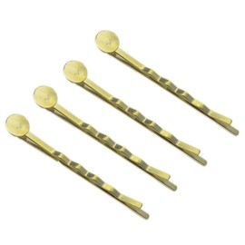 MAHAVIMOKSA 55mm Bobby Pins Hair Clips with Glue On Flat Pads for DIY Craft (Gold-100pcs)