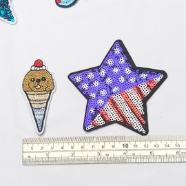 Libiline 30pcs Random Assorted Styles Embroidered Patch Sew On/Iron On Patch Applique Clothes Dress Plant Hat Jeans Sewing Flowers Applique DIY Accessory (Assorted-Style 3) (Blue, Mix)