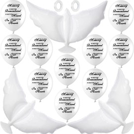 Jishi Dove Memorial Balloons to Release in Sky, Biodegradable Funeral Balloons Memorial Decorations for Celebration of Life Party Happy Birthday in Heaven, 30 Memorial Balloons & 3 White Dove Balloons