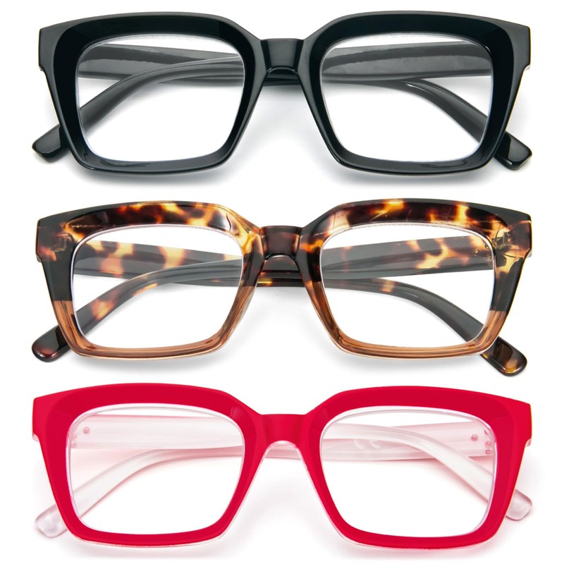 MMOWW Oversized Reading Glasses for Women 3 Pack Oprah Style