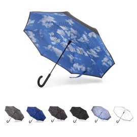 Totes Auto Reverse Close Windproof Stick Inbrella with Water Repellent Protection