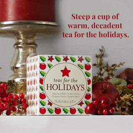 The Republic of Tea – Holiday Teas Assortment, 24 Individually-Wrapped Tea Bag Samples | Peppermint, Cinnamon, Vanilla, Pumpkin Spice