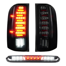 Tail Light + 3rd Brake Cargo Lamp for Chevy Silverado 1500 2007-2013, Silverado 2500 3500 2007-2014, GMC Sierra 3500 HD 2008-2014, High Mount Stop Light Rear LED Taillight Assembly, Only for 3157 Blub