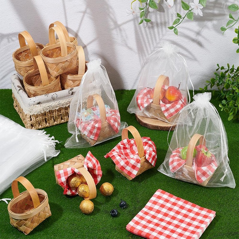 INTERWARM 24Sets Mini Woven Baskets with Handles Bulk, Mini Picnic