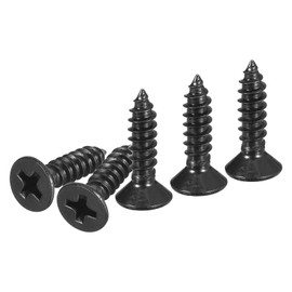 DTGN 100Pcs #8x5/8" Flat Head Wood Screws, 304 Stainless Steel Phillips Self Tapping Screws - Good for Woodworking, Furniture - Black