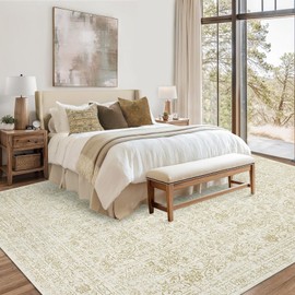 GarveeHome Washable Area Rug 8x10 Rug for Living Room Oriental Vintage Rug Non Slip Throw Rugs Floral Large Rugs for Bedroom Low Pile Non Shedding Stain Resistant Carpet for Dining Room 8'x10'