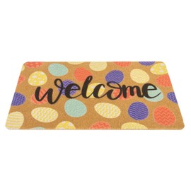 UTOWO Easter-Day Welcome-Doormat Outside-Entrance Colorful-Eggs-Mat Non-Slip Coir-Easter-Home Decor Front Door Mats 17 x 29 Inch
