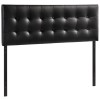 Hawthorne Collections Modern Vinyl Queen Panel Headboard in Black