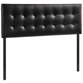 Hawthorne Collections Modern Vinyl Queen Panel Headboard in Black