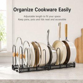 Adjustable Pot Rack Organizer for Kitchen – Multi-Layer Cookware Storage Rack with Retractable Design for Pots, Pans, Plates and Bowls