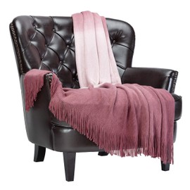 Chanasya Premium Gradual Gradient Ombre Super Soft Acrylic Throw Blanket With Tassels - Warm Cozy Lightweight Fluffy Woven Blanket for Bed Sofa Chair Living Bed Room Blanket (50x65 Inches) Wild Ginger