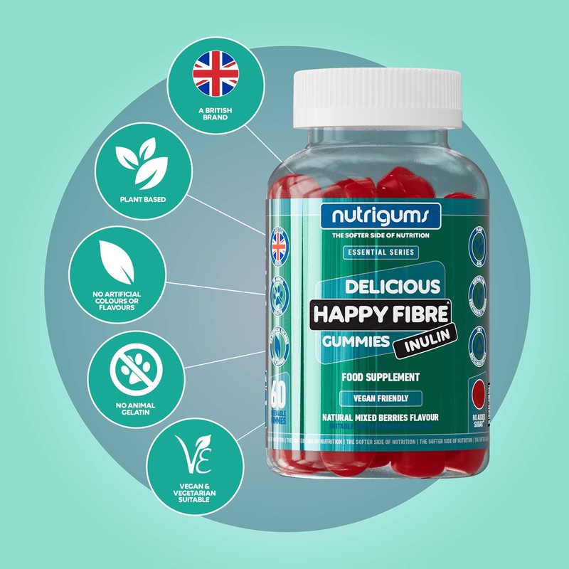 Happy Fibre (Inulin) Chicory Root Prebiotic Gummy | 3.8g Fibre