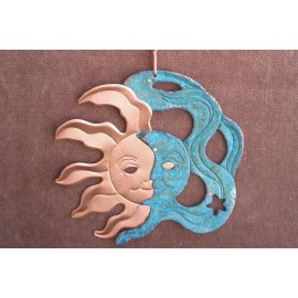 Dos Damas Designs / Creations in Copper SUN MOON Copper Verdigris Christmas Ornament Handcrafted Arizona Southwest Beach