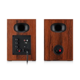 NSY Audio Bookshelf Speakers with Deep Bass, 80W Peak Output HiFi Gaming Computer Speakers, 4" Desktop Audio System for Home Office PC, Laptop, Turntable, Pair, Walnut