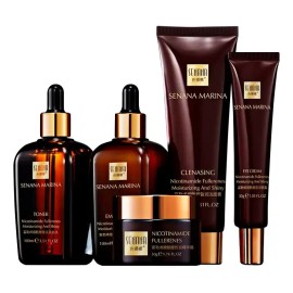 Senana Set de Cuidado Facial con Niacinamida: Sérum, Crema, Emulsión, Tónico y Espuma; Hidratante, Aclarante y Antiacné