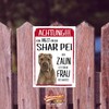 Shar Pei Dog Sign Warning Fence Woman Saying Door Sign