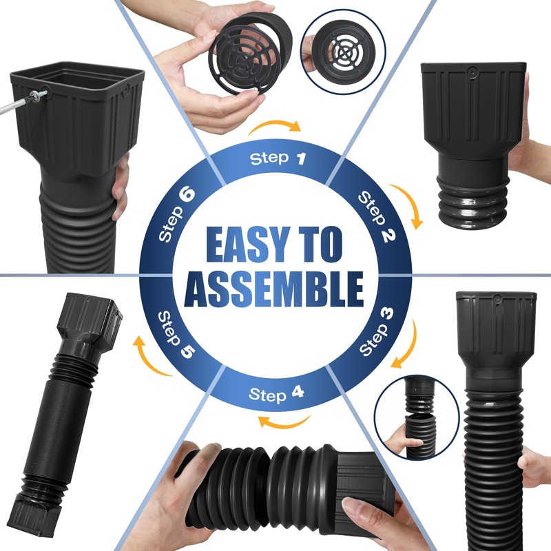 Loyala 2PCS Gutter Downspout Extensions Flexible Drain Downspout Extender Gutter