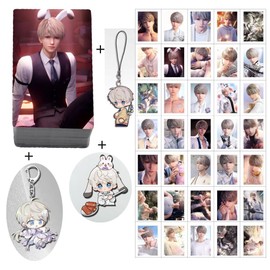 BJDhouse Love and deepspace Caleb Sylus LOMO Cards 50pcs Cosplay Game Card 57x86mm,Pin,Keychain, Backpack Chain, Mobile Phone Chain Set of 4 Caleb Apple (Xavier)