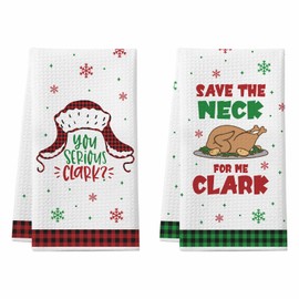 Christmas Vacation Decorations, 2 Pack Funny Christmas Kitchen Towels, Griswold Family Cousin Eddie Christmas Vacation Merchandise, Cute Christmas Thanksgiving Home Decor, Novelty White Elephant Gifts