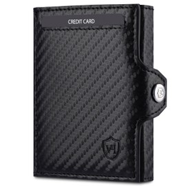 VON HEESEN Money Clip, Black carbon, XXL coin compartment