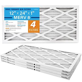 LotFancy 12x24x1 Air Filters, 4 Pack, MERV 8 Pleated AC Furnace Filters, MPR 600, Air Conditioner HVAC Filter Replacement Box