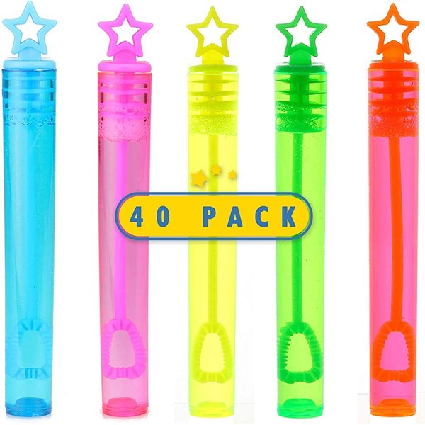 40-Piece Star Bubble Wands Assortment Neon Party Favors - Summer Gifts Bubbles Fun Toys