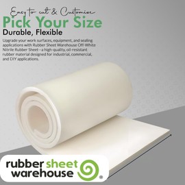 Nitrile Off White Rubber - .125" Thick x 36" x 36" - Cushion and Protection as Gasket or Liner in Food Processing Easy to Clean Oil Resistant Food Grade Materials Smooth Finish with Clean Look
