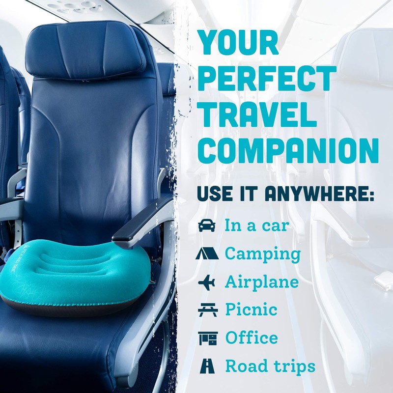 Pitch and Trek Ultralight Inflatable Travel Camping Pillow Blue