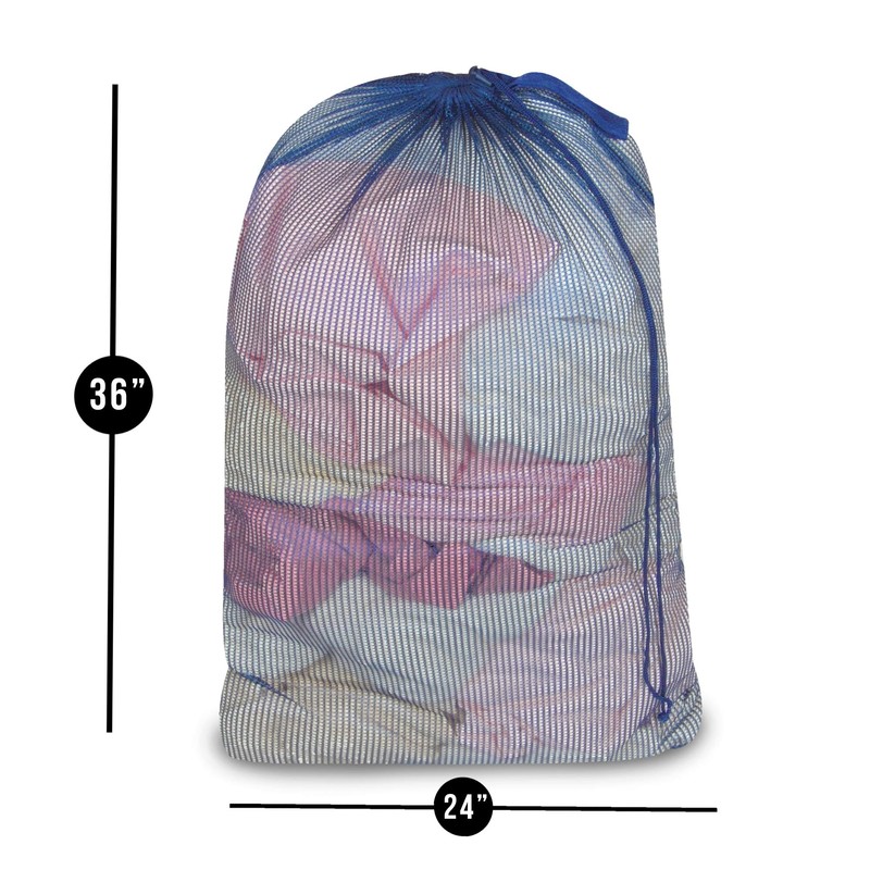 Smart Design Mesh Laundry Bag w/ Handle & Push Lock