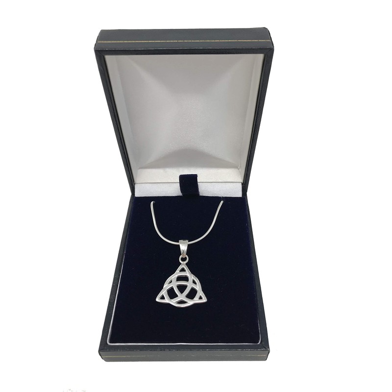 925 Sterling Silver Trinity Knot Pendant on Snake Chain, Sterling
