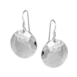 Nice Round Hammer Texture .925 Sterling Silver Dangle Earrings | Bohemian Dangling Earrings | Vintage Boho Earrings for Women