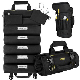 Tool Bag,Large Roll Up Tool Bag Organizer,13 Pockets Tool Roll Storage Pouch,Heavy Duty Portable Tool Storage Carrier Bag for Men,Mechanic,Electrician & Hobbyist,Black
