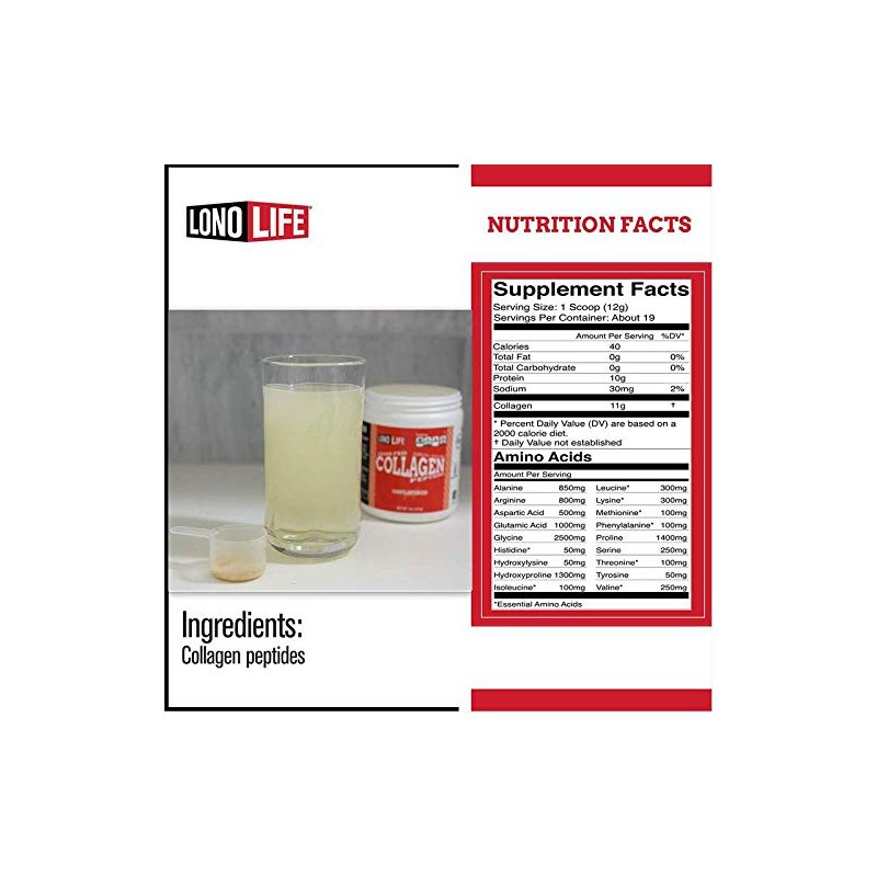 LonoLife - Unflavored Collagen Peptides with 10g Protein, Paleo and