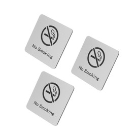 Mobestech 3pcs No Smoking Sign Bathroom Door Sign Metal Signs for Businesses Non Smoking Signs for Offices Bathroom Wall Decorations Warning Sign for Smoking Silver Aluminum Composite Panel