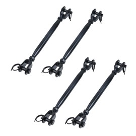 Antrader M4 Turnbuckle Jaw and Jaw Turnbuckle,Stainless Steel Turnbuckles for ables Wire Rope Tensioner,Black,4Pcs