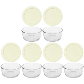 Pyrex 7200 2-Cup Glass Bowl & 7200-PC Sour Cream Lid (6-Pack) - Made in USA