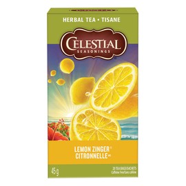Celestial Seasonings Lemon Zinger Herbal Tea, 20 Tea Bags per Box, 6 Boxes
