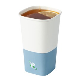 Restaurantware Hip 2 Be Square 16 Ounce Paper Coffee Cups 25 Leakproof Reusable Coffee Cups - Lids Sold Separately Double PE Lining White and Blue Disposable Cups Hot & Cold Friendly