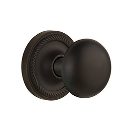 Nostalgic Warehouse Rope Rosette with New York Knob, Passage - 2.375", Oil-Rubbed Bronze