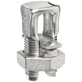 Morris Products 90418 Split Bolt Connector With Spacer, Dual Rate For Copper and Aluminum Conductors, 2/0 AWG, 1/0 - 1/0 Max Run To Max Tap, 2 - 14 Min Run To Min Tap, 1/0 - 14 Max Run To Min Tap, 4 - 4 Min Equal Tap and Run, 385inlb Torque
