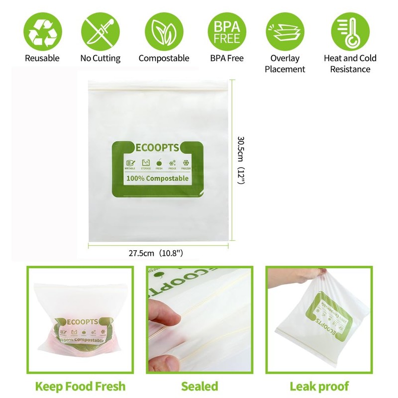 100% Compostable Large Sandwich Zip Bag | ECO-Friendly Food Storage