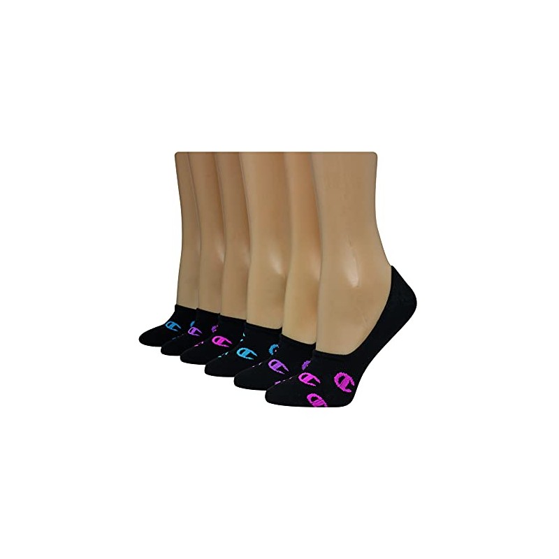 Champion womens 6-pack Invisible Liner, Black Color Cs, Shoe Size
