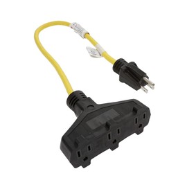 C&E 2 Feet 3-Outlet Adapter SJTW 14/3 Yellow, (3 Pack)