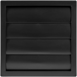 ECOPRO VENT Plastic 6'' Black Exhaust Louvered Dryer Vent Cover - Outdoor Ventilation Grille with Shutter - Ø5.9'' / 7.5''x7.5'', Black Shutter