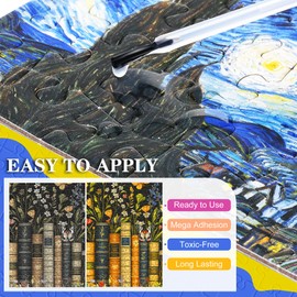 Jigsaw Puzzle Glue with Sponge Head, Puzzle Mounting Kit with 2 Brushes, Toxic-Free, Fast Drying, Long-Lasting, Clear Puzzle Sealant for Puzzles up to 5000 Pieces, Suitable for Various Puzzle Frames