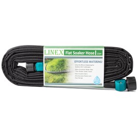 LINEX Garden Flat Soaker Hose 1/2" x 15 ft for Garden Beds Drip Irriagtion Hoses Heavy Duty Save Water 80%