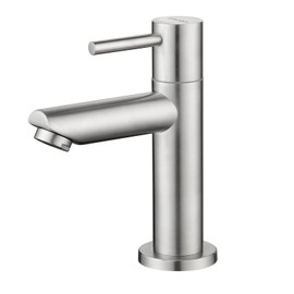 CECIPA Cold Water Tap with Connection Hose, Washbasin Tap with Spout Height 93.4 mm for Guest Toilet, Cold Water Tap Guest Toilet for Bathroom