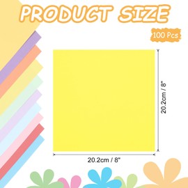 sourcing map 100Pcs Colored Cardstock Paper, 8 x 8 Inch Lemon Yellow Origami Paper for Paper DIY Art Supplies, Paper Painting, Scrapbooking, Paper Crafting